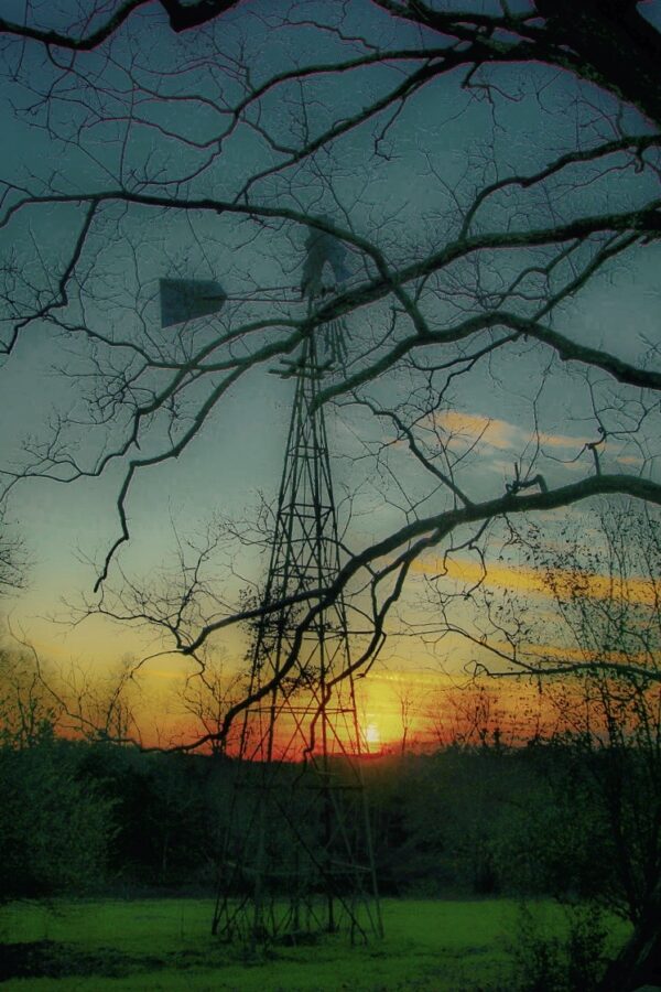 Windmill at sunset